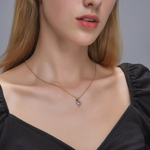 

20pcs/lot european sweet crystal grapes necklaces for women neck wearing gift fruit clavicle o chains fashion pendant necklace jewelry, Silver