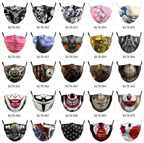 

new fashion 3d hd printing zebra pattern adults mouth mask pm2.5 dustproof 5layers filters face mask washable reusable masks