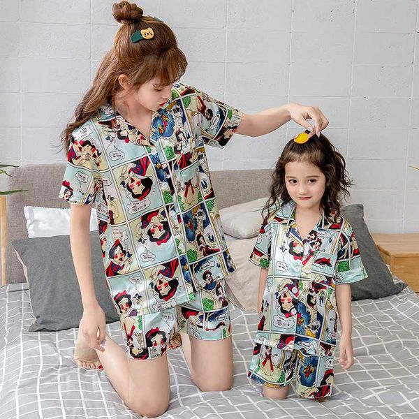 

2020 mother and daughter matching home clothing for mother kids family matching outfits mommy and daughter women pajamas suit, Blue