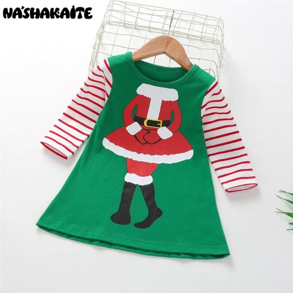 

nashakaite girl dress christmas party dress kids clothing striped long sleeve girls dresses children christmas clothes, Red;yellow