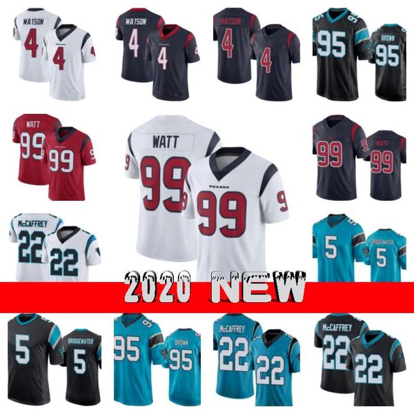 

мужчины 4 deshaun уотсон хьюстон техасец 99 j.j. watt 22 christian mccaffrey каролина panther 5 бриджвотер 95 деррик браун джерси, Black;red