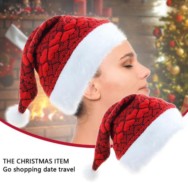 

home decor knit christmas hat christmas decorations for home love pattern fluffy-plush santa cap 2020 ornament