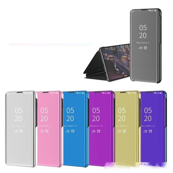 

mirror plating view window case stand flip leather cover for samsung galaxy s20 plus s20 ultra a51 a71 m40s m60s m80s 120pcs/lot