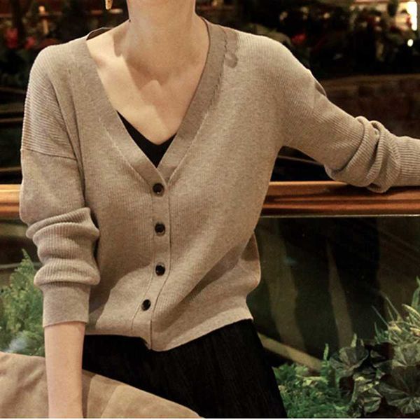 

women's knits & tees beliarst spring and autumn woman cashmere wool sweater fashion loose v neck cardigan long sleeve coat, White