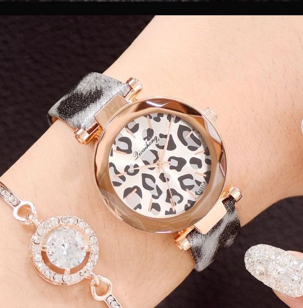

wristwatches exquisite women dress watches leather female girl's fashion leopard print face dial clock christmas wife gift, Slivery;brown