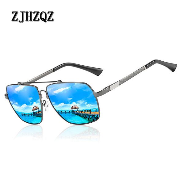 

zjhzqz men's polarized sunglasses memory beam spring legs colorful square outdoor sports driving sunglasses blue red gray black, White;black