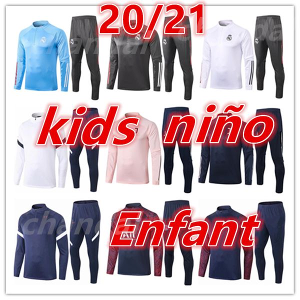 

2020 2021 new real madrid tracksuit training tracksuits kids football kits 20 21 football training suit soccer tracksuit jogging jacket, Black;yellow