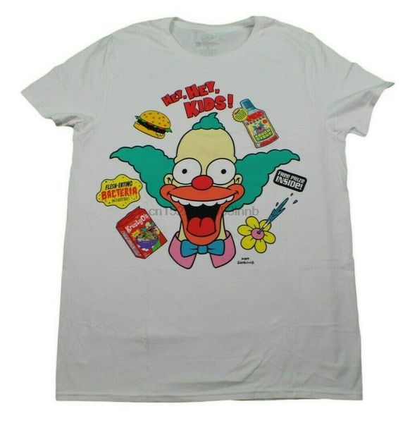 

the krusty the clown hey hey kids t-shirt white mens rtero tv show tee