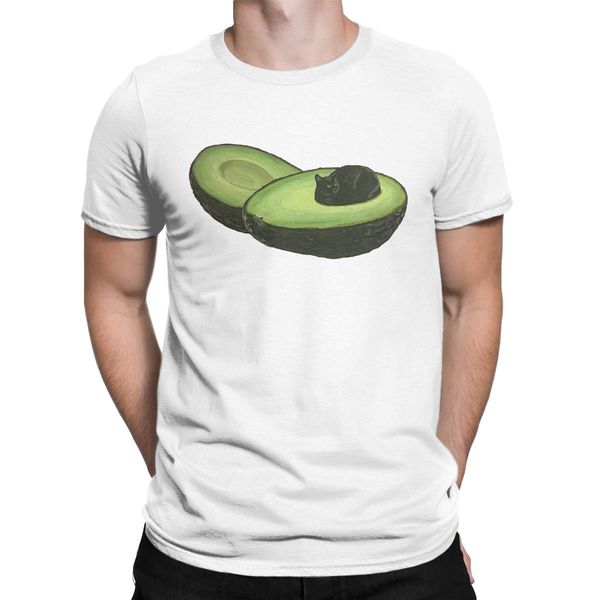 

men's avocado cat t shirts cute cotton novelty short sleeve round neck tees plus size t-shirts new arrival