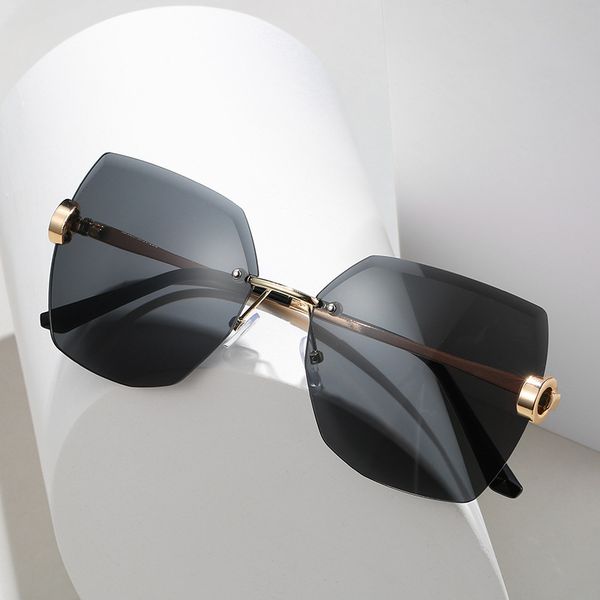 

2020 fashion new frameless crystal polygon sunglasses lens uv protection sunglasses women retro brand designer, White;black