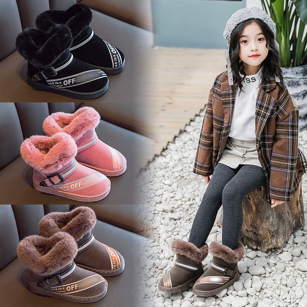 

fashion girls boots boys cotton boots baby shoes plus velvet thick cotton children snow winter for girls, Black;grey