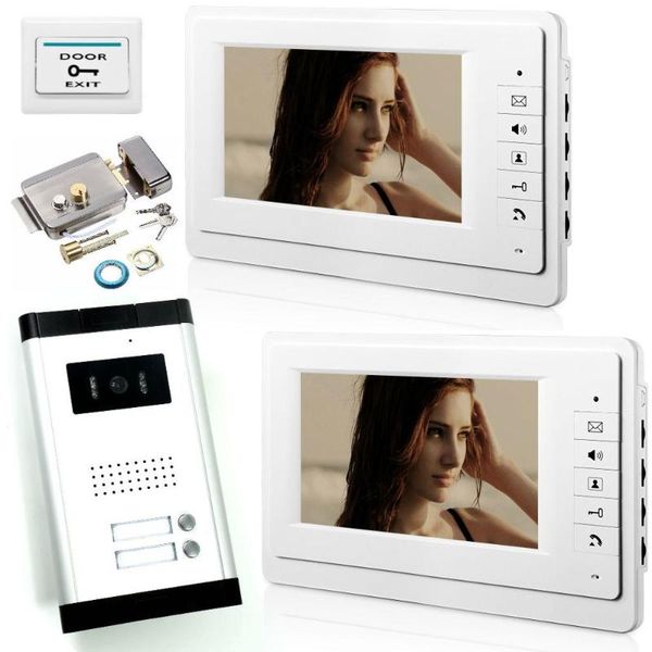 

video door phones yobang security 7'' flats doorbell apartments houses intercom phone talkable access control lock kits