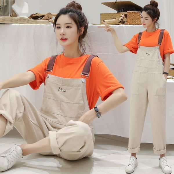

age-reducing suspender 2020 new spring and overalls pants casual pantssummer korean style overalls casual pants with coral thread 610 jmyv0, Gray