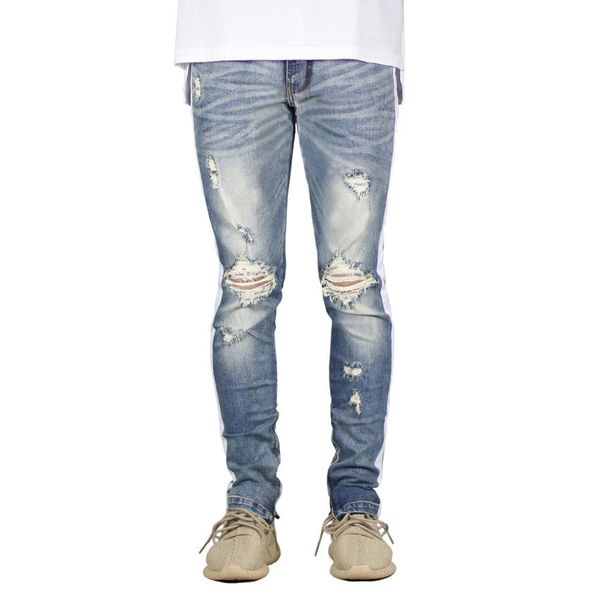 

20ss European and American fashionable foreign trade men's jeans Trendy striped black men's jeans