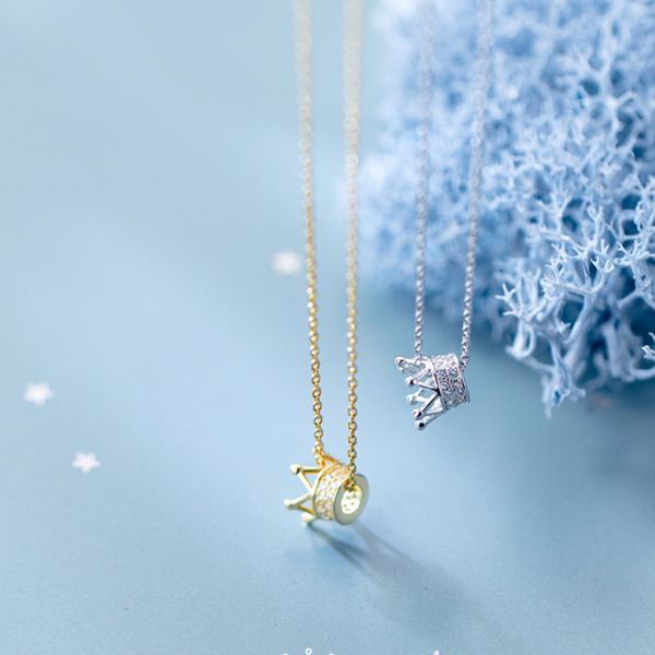

trendy 925 sterling silver necklaces for women,lady crown shaped pendant necklace,choker chain,party casual wedding fine jewelry