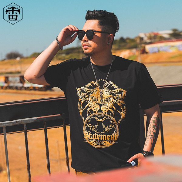 

2020 designer extra large size men's summer tide brand cotton loose plus fat plus XL fat man round neck bronzing short sleeve t-shirt men