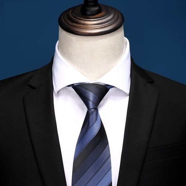 

2020 designer new fashion black blue pinstripe 8cm ties for men necktie party business formal suit with gift box, Black;gray