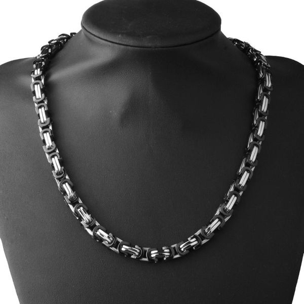 

chains quality black stainless steel necklace or bracelet heavy huge 4/5/8mm 7-40'' box link byzantine chain for men, Silver