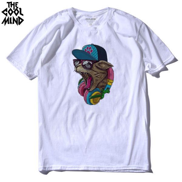 

the coolmind fashion dj cat printed men t shirt 100% cotton men's 3d tshirt short sleeve men's tee shirts 2017