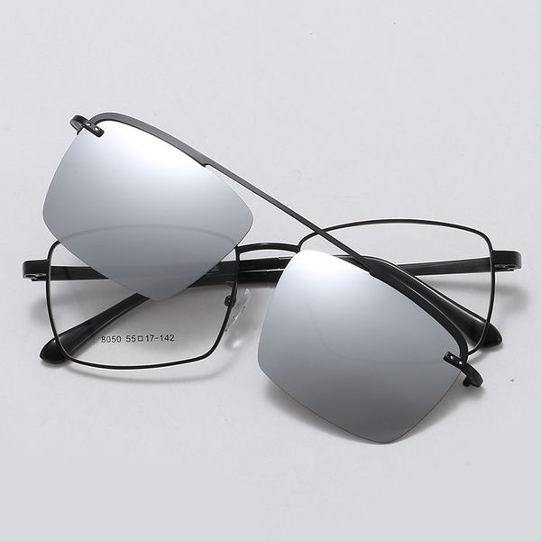

sunglasses 2021 style metal retro driver clip polarized men 8050 uv400 protection goggles eyewear, White;black