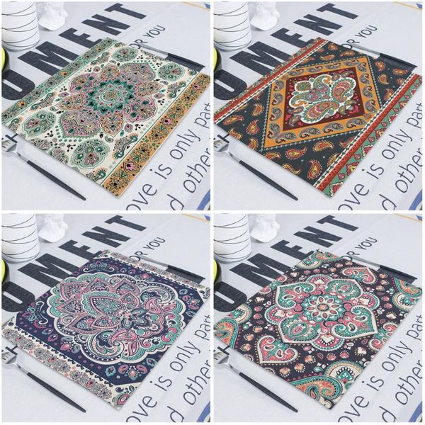 

1pcs mandala retro geometric stripe table napkins printed cloth dinner napkin 42*32cm boho towels for decor dining servetten