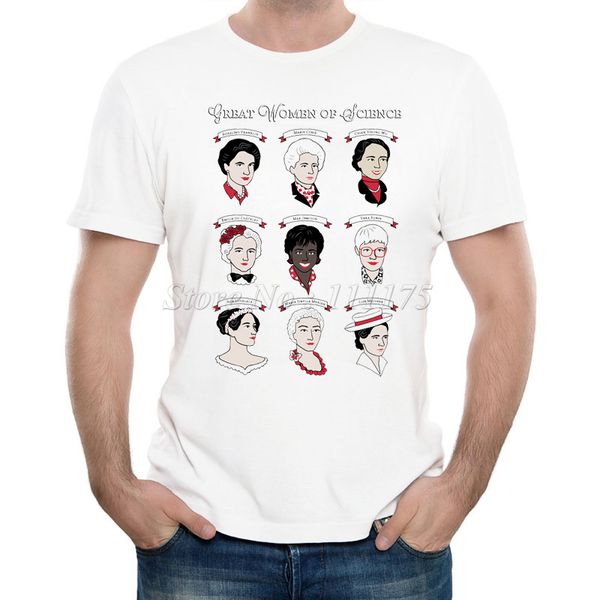

2019 men's new fashion great women of science printed t shirt summer cool design soft short sleeve tee