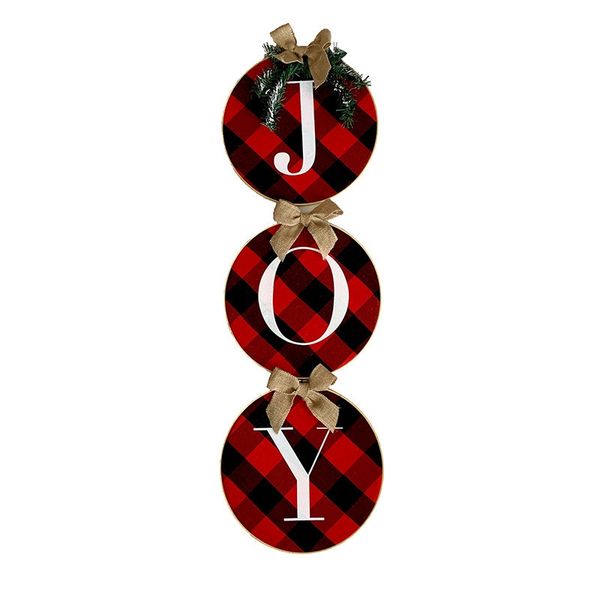 

christmas ornaments joy sign check plaid wreath for front door rustic burlap festival decor for window wall
