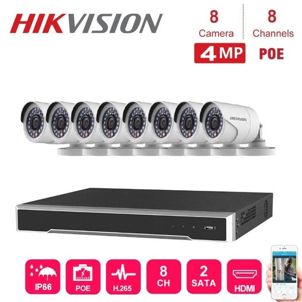 

systems 8 channels network hikvision poe nvr video surveillance with pcs 4mp ip camera security night vision kit