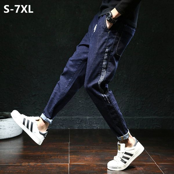 

men's jeans men clothing pants black denim mens plus size stretch oversized 5xl 6xl 7xl man street wear pencil jean trousers, Blue