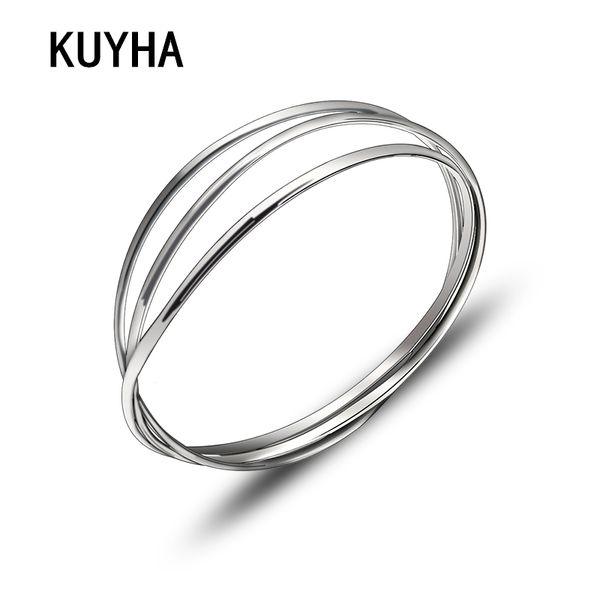 

original design simple bangle multilayer round knot metal punk bracelet geometry hollow shiny jewelry wholesale, Black