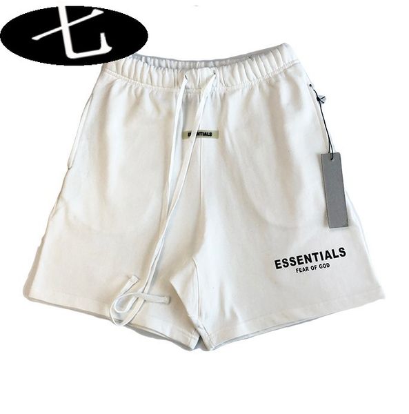 

fashion spot fear of god fog double line essentials drawstring embroidery reflective letter shorts for men and women, White;black