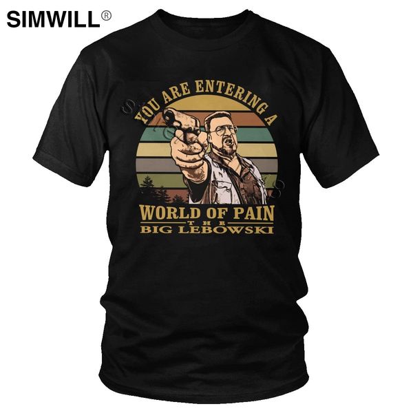 

vintage the big lebowski t shirt мужчины с коротким рукавом вы входите в мир боли tshirt смешные quote tee retro slim fit tshirt
