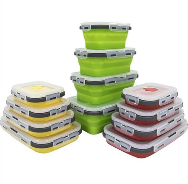 

4 pieces set foldable lunch box portable picnic box kitchen tools fresh-keeping box accessories bpa a02