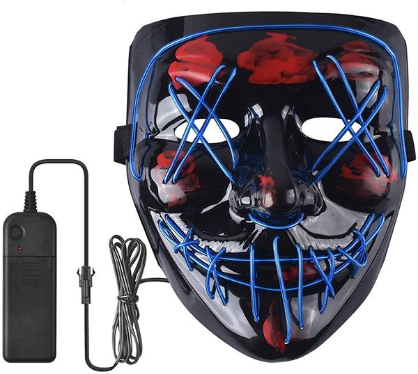 

halloween led scary mask cosplay costume light up purge mask el wire mask for festival party blue red white purple