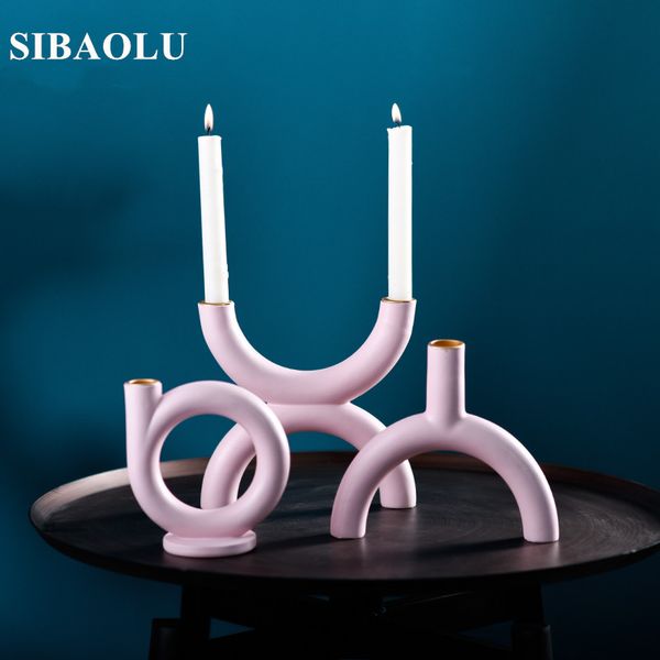 

scandinavian geometric candlestick romantic table decoration home bar candlestick resin candleholder ornaments stick