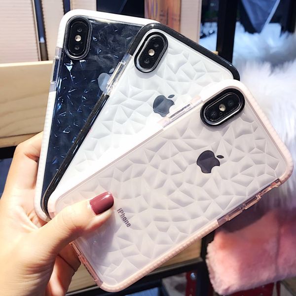 

for iphone 11 pro max tpu transparent ultra-thin diamond texture case for iphone x xs max clear shockproof back cover cases
