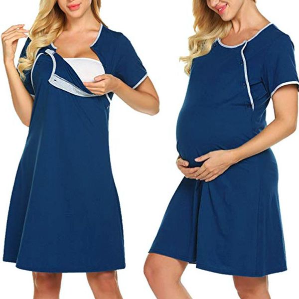

maternity summer short sleeve nursing dresses baby breastfeeding sundress pregnancy dress robe femme enceinte pregnant dress, White