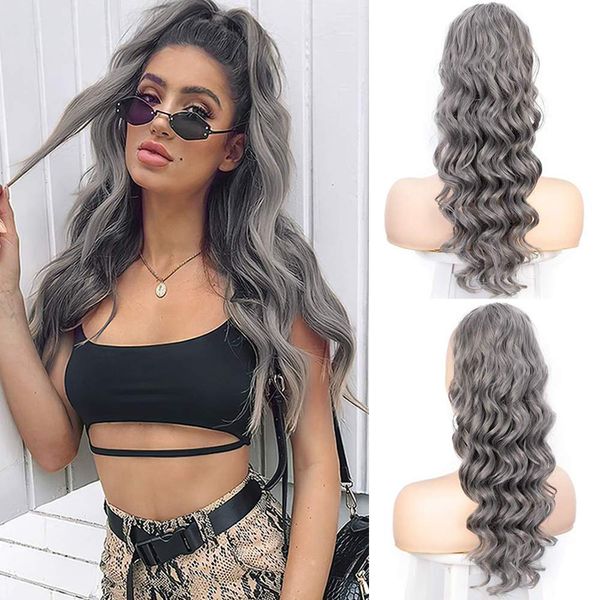 coda di cavallo grigia panini per capelli sale e pepe updo coda di cavallo elegante grigio argento capelli umani coda di cavallo parrucchino avvolge coulisse coda di cavallo colore 140g