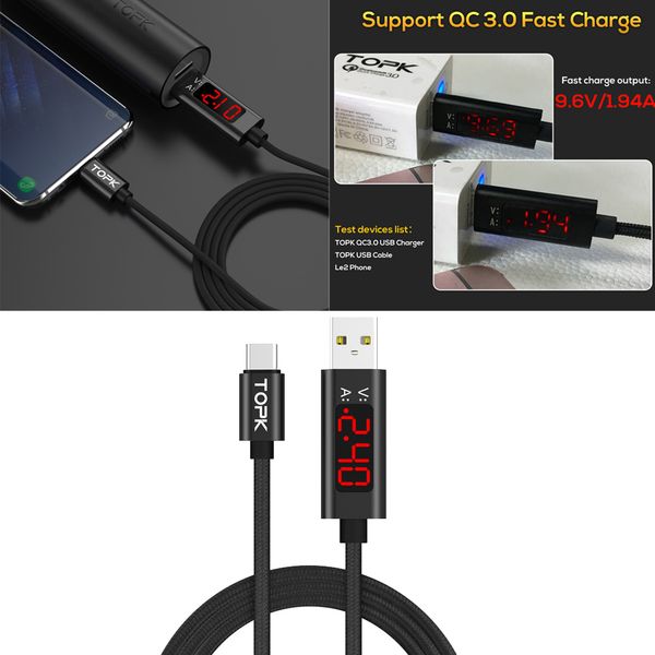 

voltage & current display nylon braided micro usb cable