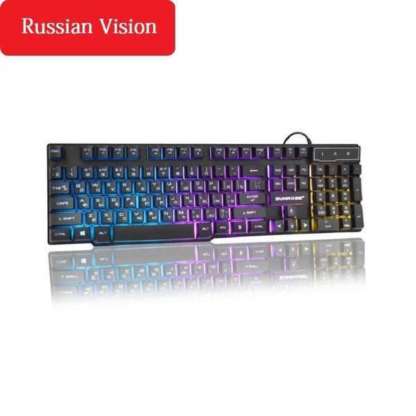 

gaming keyboard russian keyboard 104 keycaps wired rgb backlit computer gamer ergonomic for lapbrush