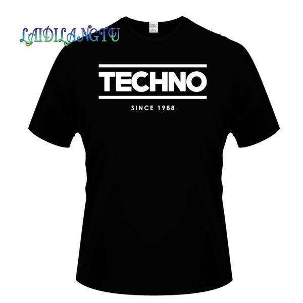 

hip hop techno since 1988 printed mens black t-shirt short sleeve t shirt casual cool tee shirts
