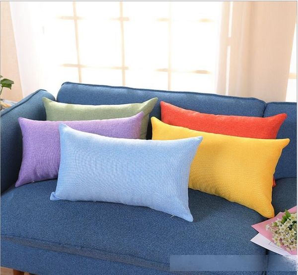 

new rectangle cotton linen pillowcase solid color throw pillow case cushion cover blank pillow cover home decoration gift 15 colors a2030