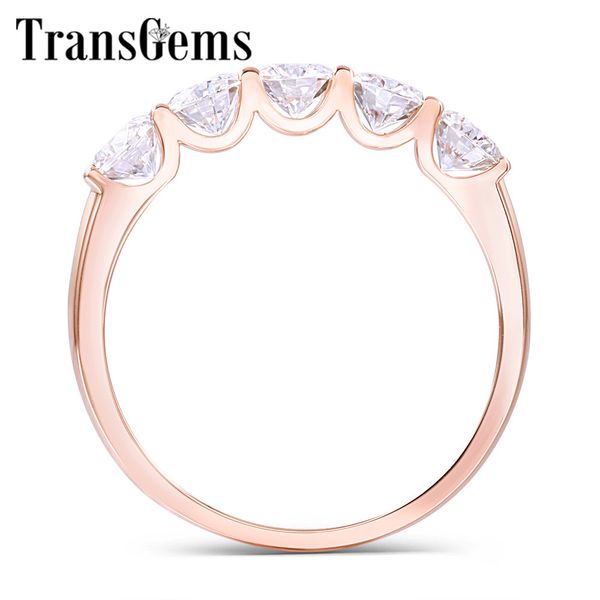 

transgems 1,25 карат ctw 4мм f цвет solid 14k 585 розовое золото половина вечности обручальное кольцо moissanite алмаз обручальное кольцо y2, Slivery;golden