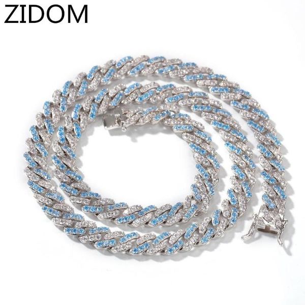 

men/women hip hop iced out bling chain necklace blue zircon male hiphop cuban chains necklaces fashion jewelry gifts, Silver