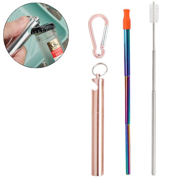 

folding metal straw with case for drinks eco-friendly portable collapsible reusable stainless steel drinking straws