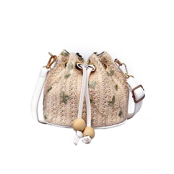 

new fashion soft shoulder bag lady sweet women bag drawstring weaving crossbody bags nylon bucket travel beach sac a main