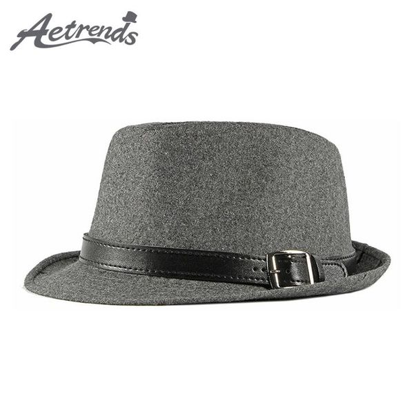 

aetrends] wool felt fedora hats for men panama jazz cap z-10050, Blue;gray