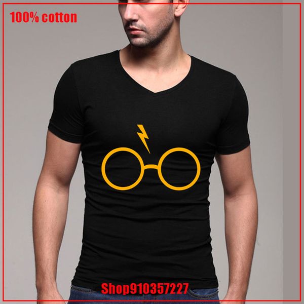 

harry glasses and scar potter-yellow men t shirt casual short sleeve slim men's basic tees summer -shirt mens clothing