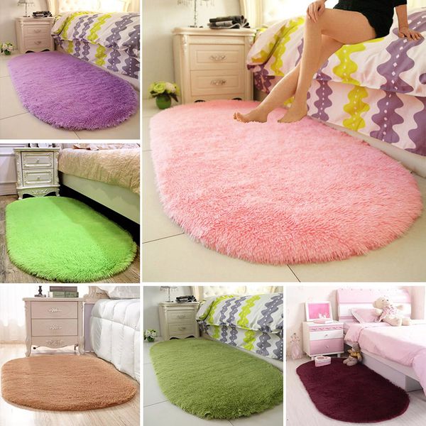 

carpets solid color oval washable floor mats for home living room rug bedroom bed front blanket coffee table yu-home