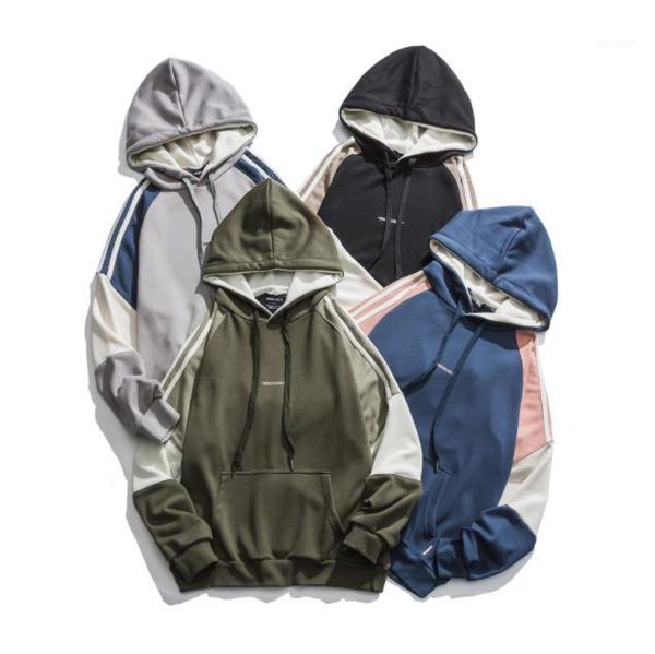 

mens hoodies fashion patchwork loose sweatshirt casual mens hooded designer, Black